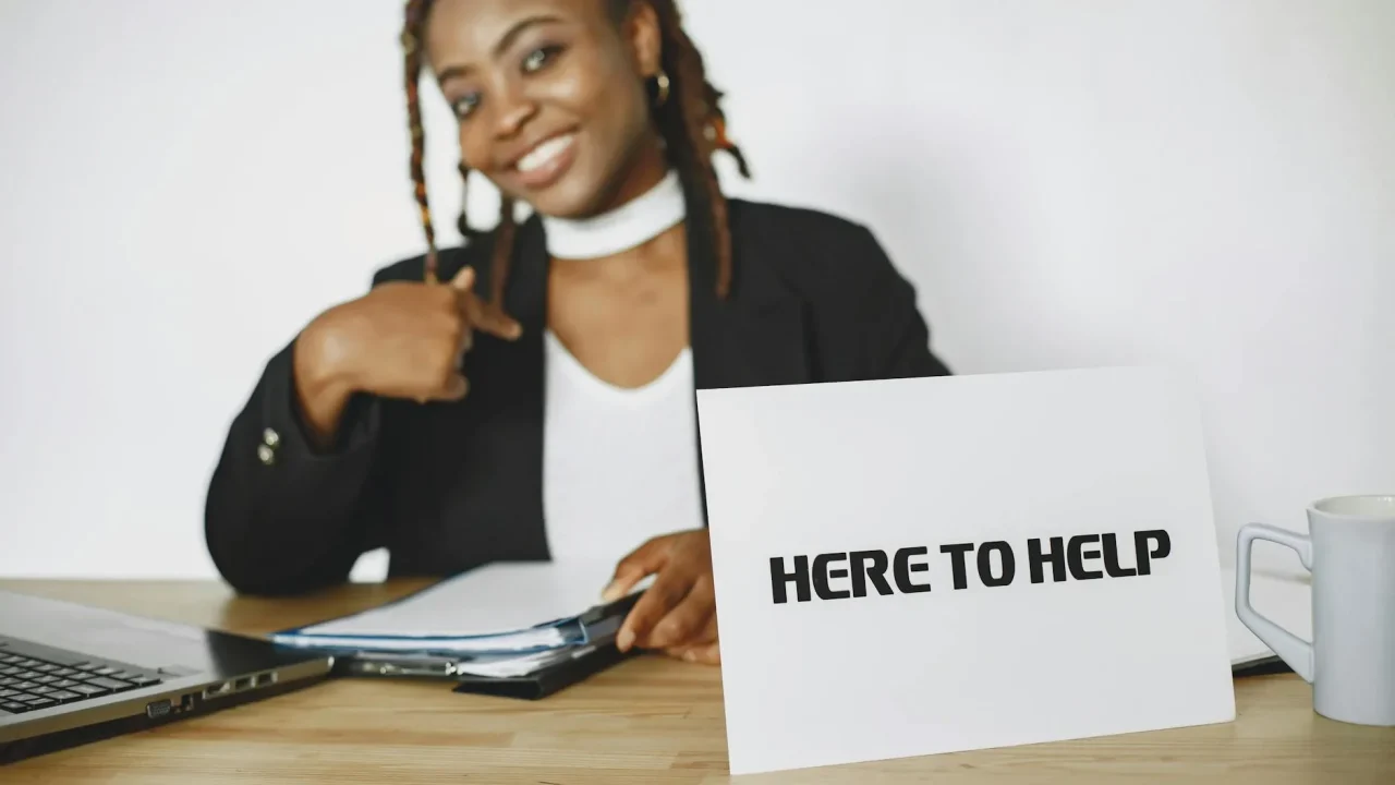 Bank Teller Smiling Woman Business Attire