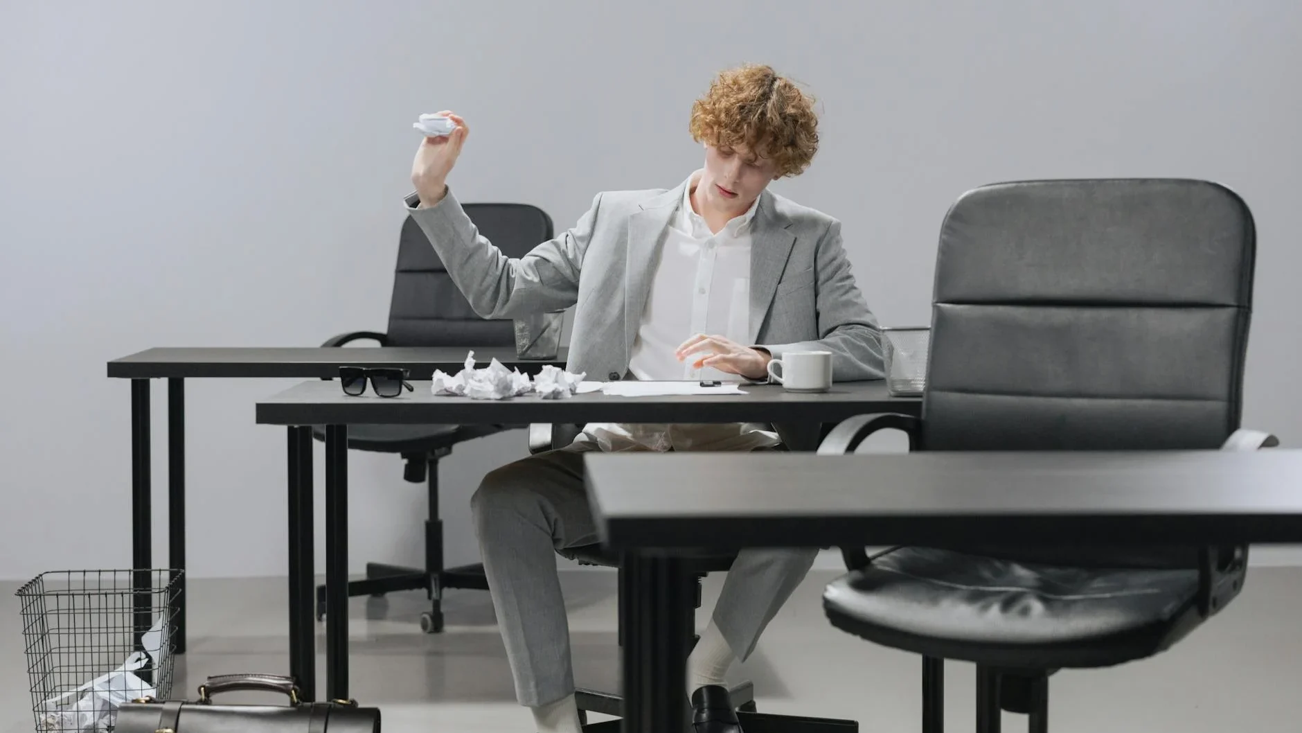 Frustrated Worker Rejected Mail Messy Desk