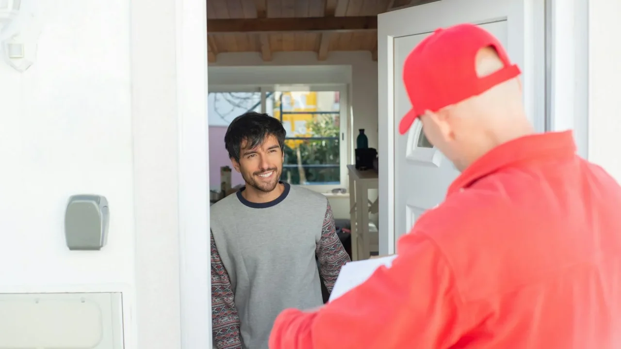 Package Delivery Smiling Courier