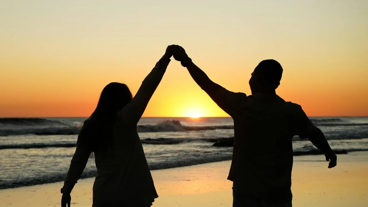 Happy Person Sunset Beach