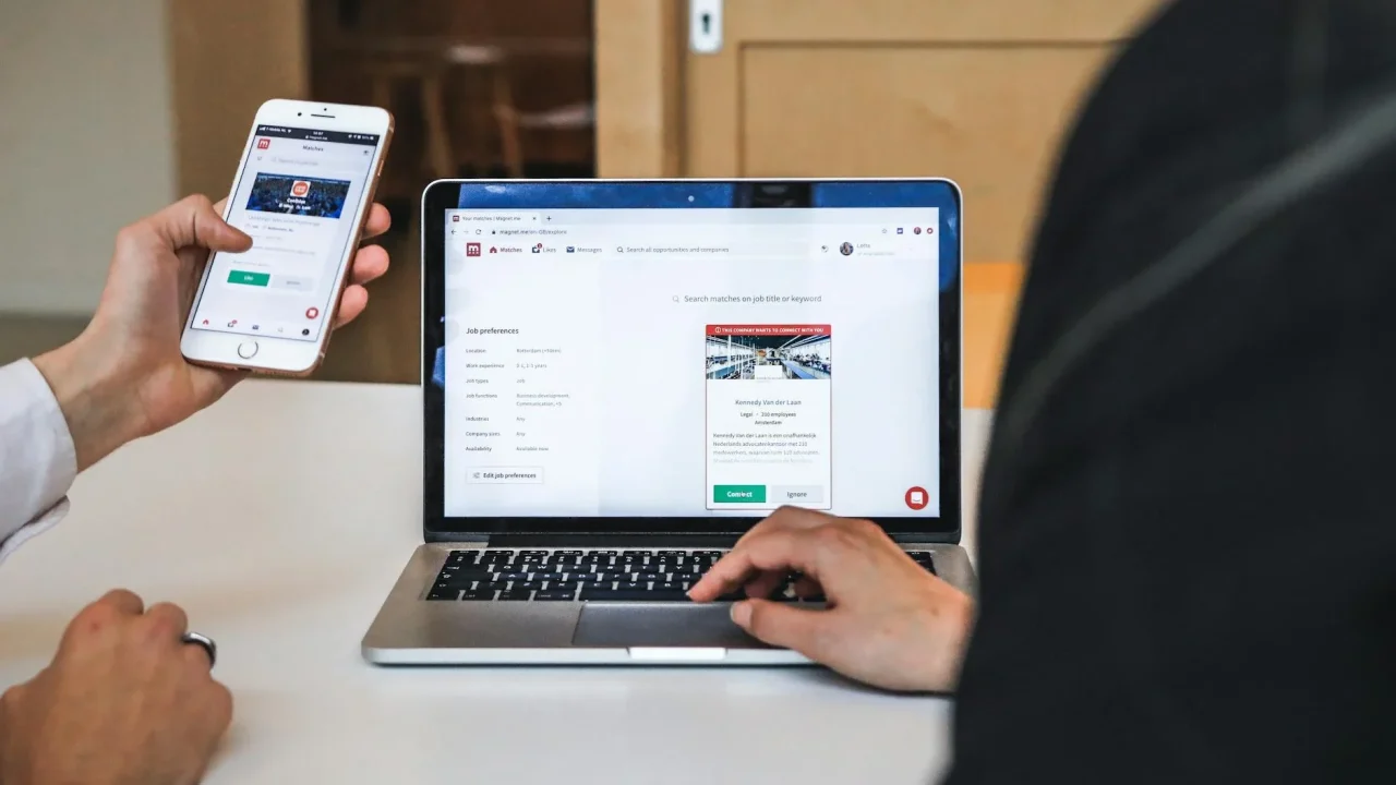 Smartphone App Job Search Computer Screen