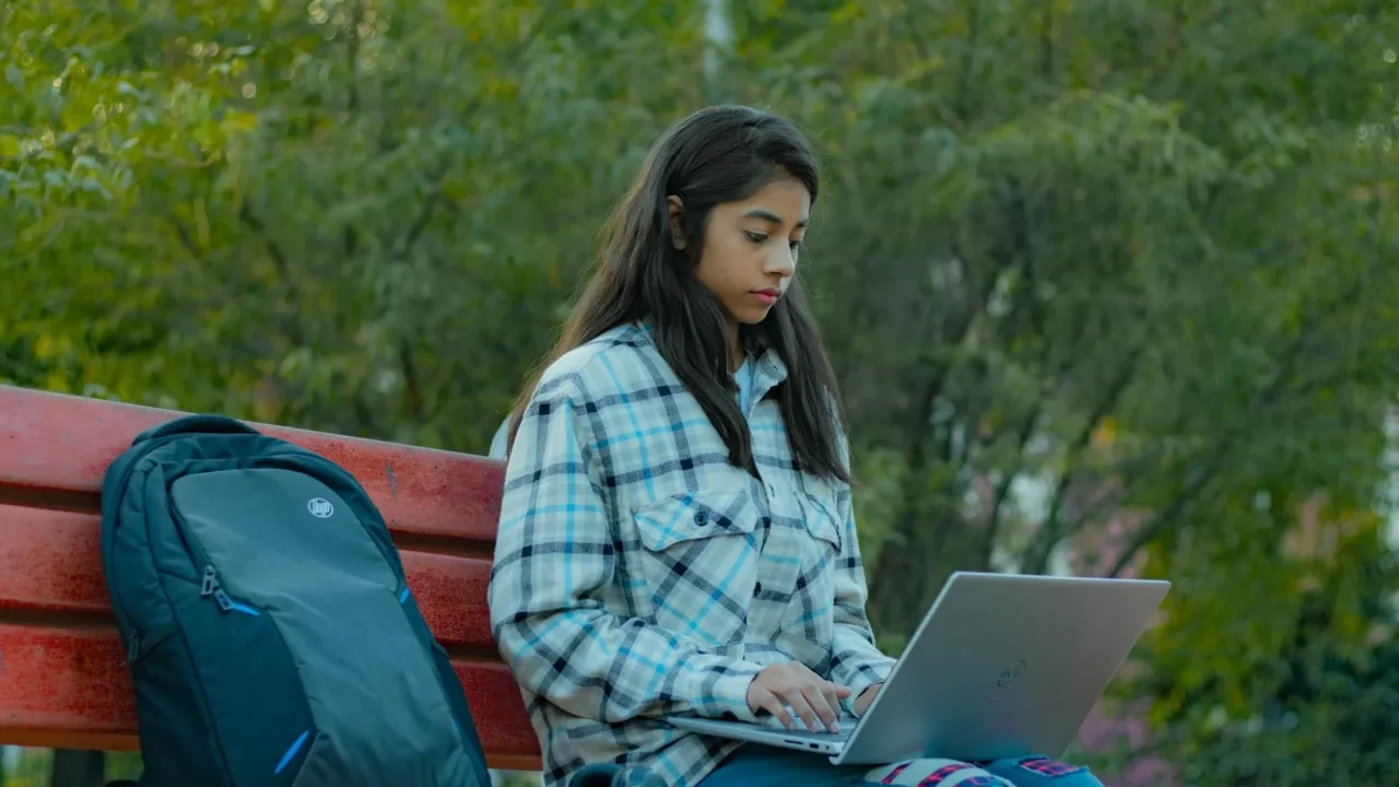 Student Working Laptop