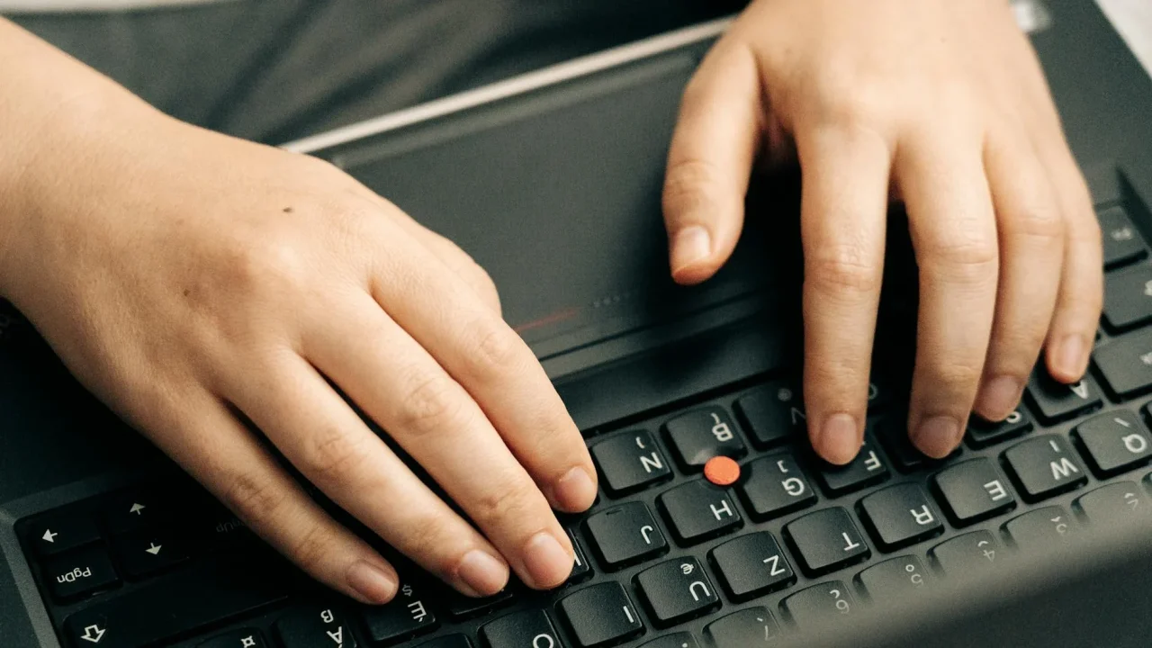 Typing Laptop Keyboard