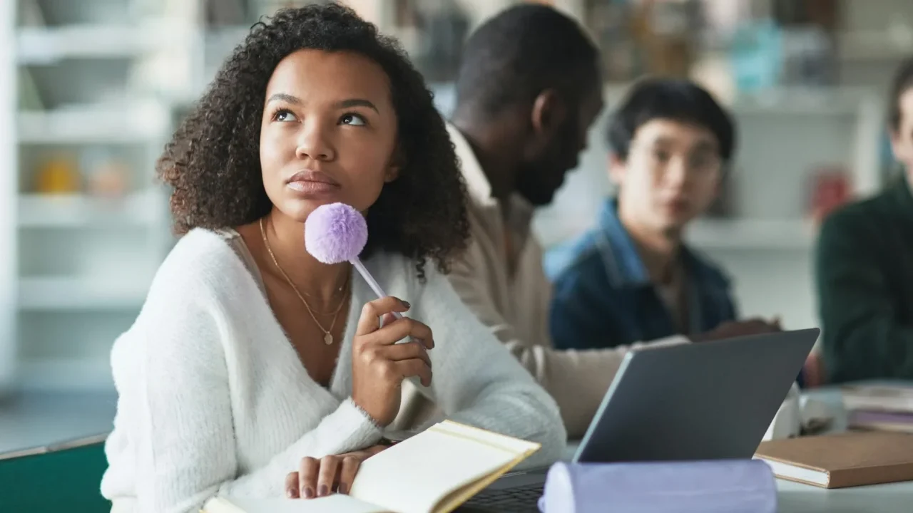 Woman Thinking Laptop