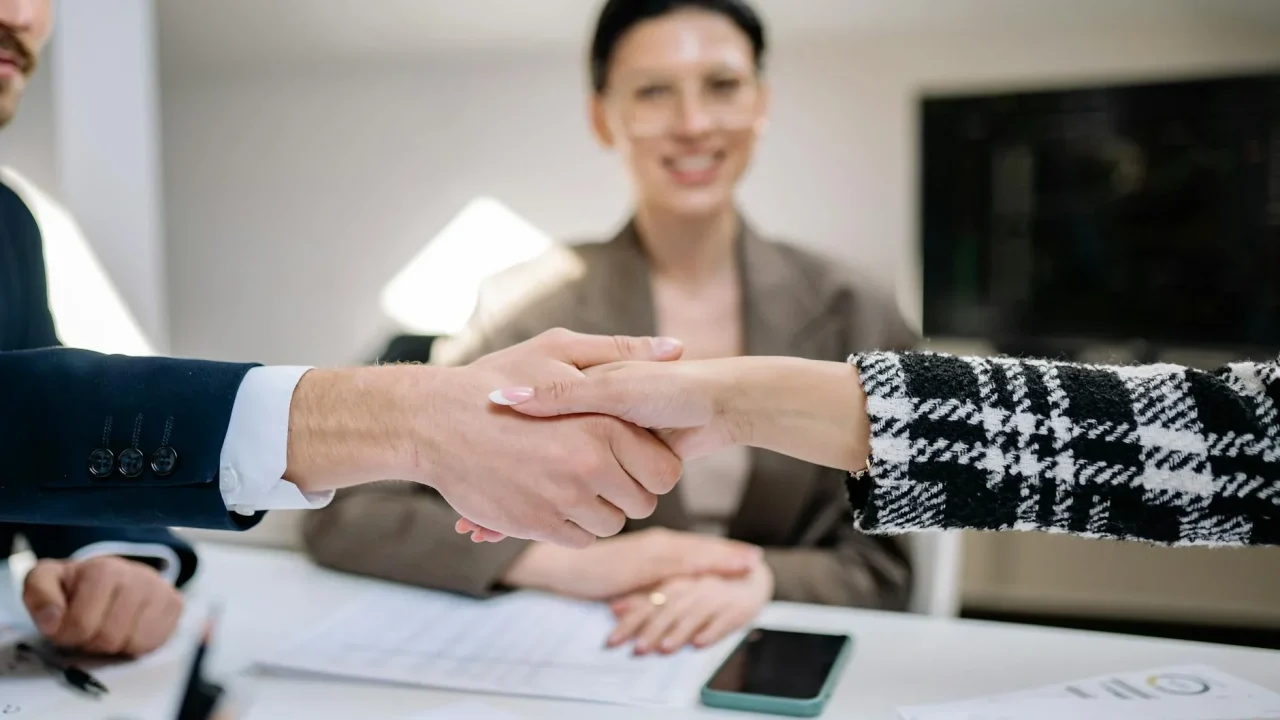 Hand Shake Smiling People