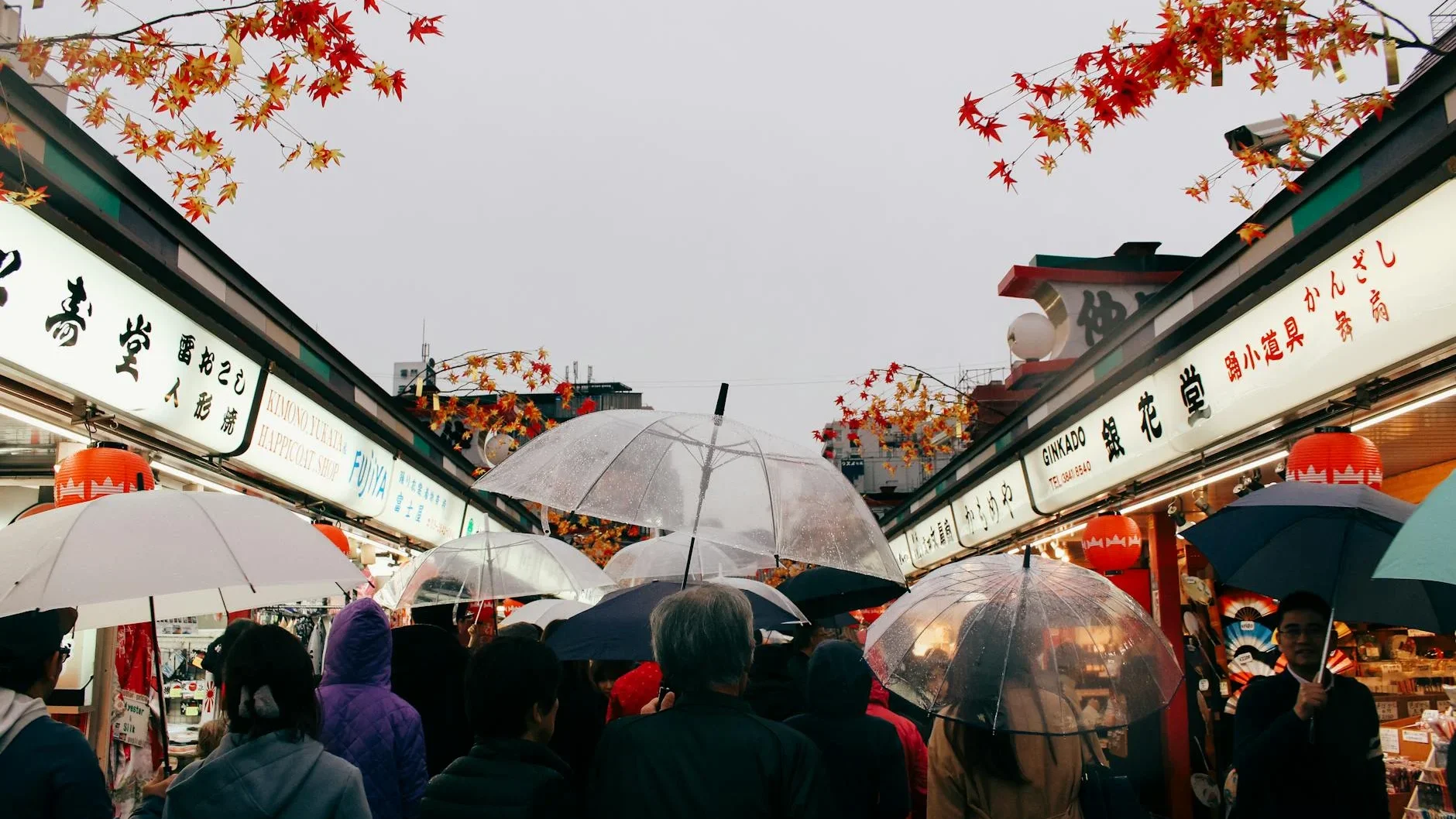 Rainy Street Busy Market