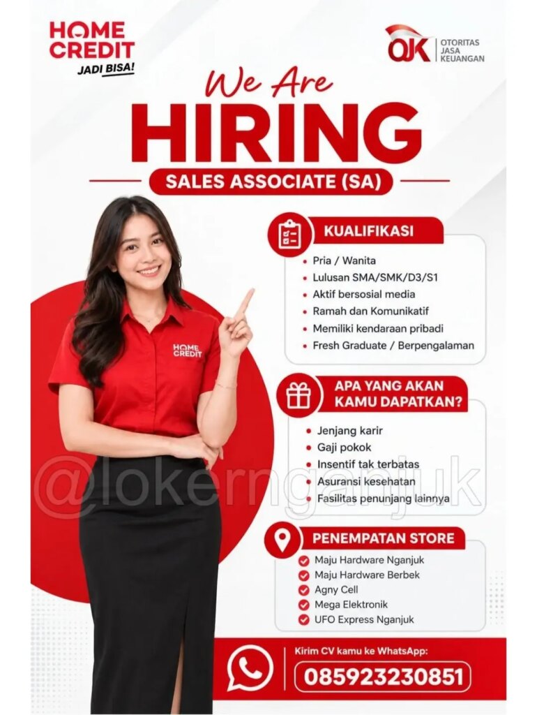 Poster lowongan Sales Associate (SA) Home Credit Indonesia